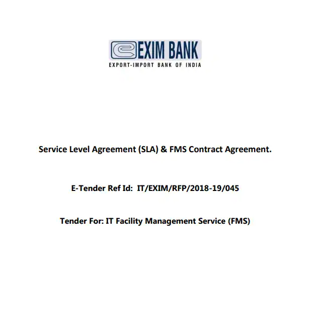 Exim Bank SLA and FMS Contract Agreement cover page.